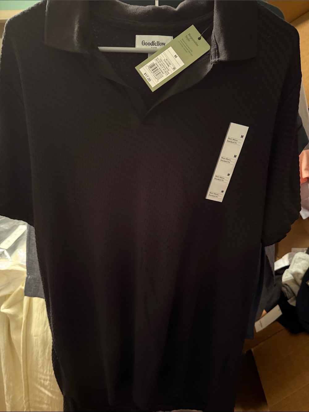 Goodfellow & Co Men's Black Polo with Textured Knit